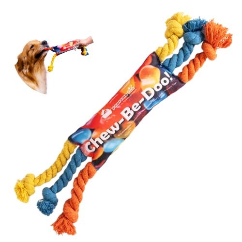 Chew-Be-Doo! von Pawsome Pals™ | Baumwoll-Hundespielzeug | waschbar und langlebig | Spielseil mit 6 Knoten | drehbar und quietschbar | reduziert Trennungsangst | Welpen kauen Beißseil Spielzeug | alle von Pawsome Pals