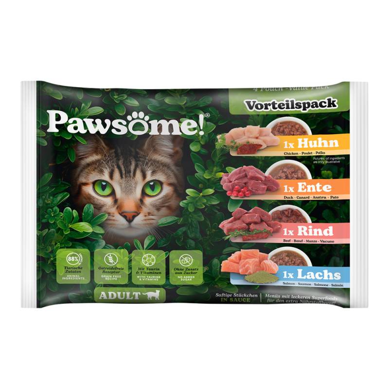 Pawsome Adult Cat 4 x 85 g - Mix (4 Sorten) von Pawsome