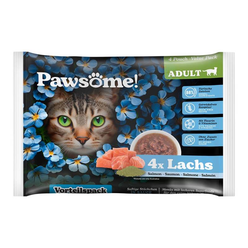 Pawsome Adult Lachs Flowpack 4x85g von Pawsome!