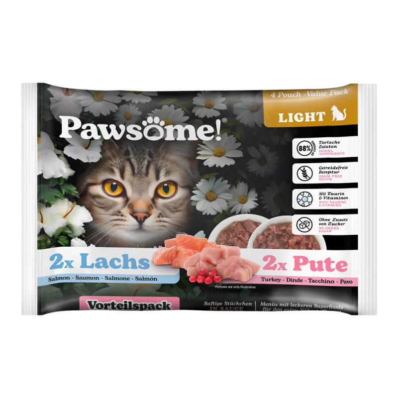 Pawsome Adult Light 4 x 85 g - Pute & Lachs von Pawsome