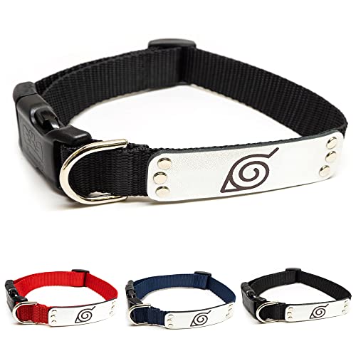 Naruto Hundehalsband für Große Hunde, Mittel, XS/Kleine Welpenhalsbänder: Offiziell lizenziertes Naruto Shippuden Hidden Leaf Village Anime Hundehalsband, Schwarz Ninja, Medium von Pawsonify