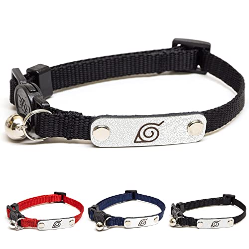 Naruto Katzenhalsbänder für Mädchen, Katzen, Jungen Katzen & kleine Kätzchenhalsband mit Glocke, offizielles Lizenzprodukt Naruto Shippuden verstecktes Blattdorf, Stirnband, Breakaway Katzenhalsbänder von Pawsonify