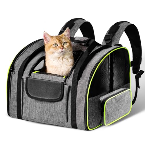 Pawtasy Katzenrucksack mit Fenster Transporttasche Katze Faltbare Katzentransporttasche groß Katzen Transport Tasche Wasserbeständig Rucksack Katze bis 10kg von Pawtasy