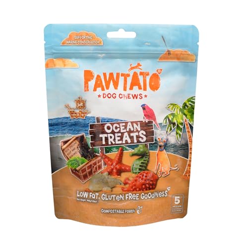 Pawtato Süßkartoffel & Algen Meeres-Leckerli (140g) | Mittelgroße Trainingsleckerli für Hunde, angereichert mit 3 Arten von mineralstoffhaltigen Algen, Leckere vegane Hundeleckerli mit Spirulina von Pawtato