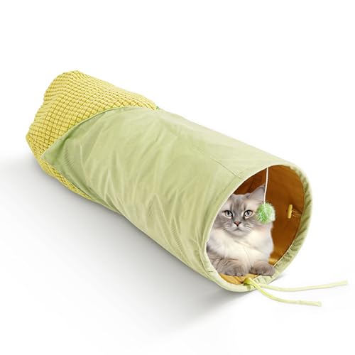 Pawtenda Katzentunnel für Indoor-Katze, Plüschbezug, Maisform, Katzentunnelbett mit Plüschbezug, Länge 84 cm und Durchmesser 26 cm, Anzug für Kätzchen, Kaninchen, Frettchen und Welpen von Pawtenda