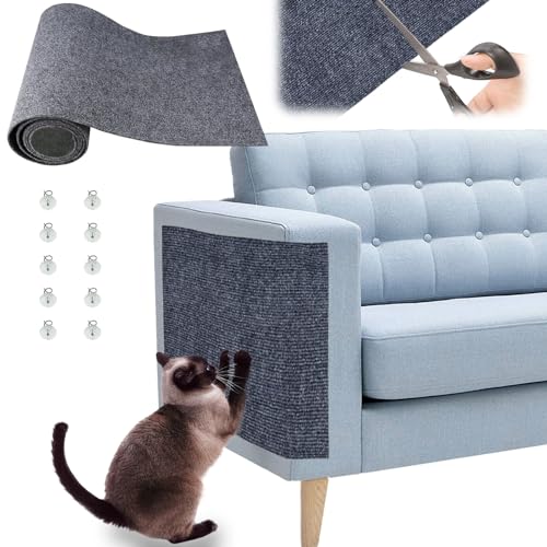 Pawtenda kratzmatte selbstklebend 40x200cm,kratzmatte Katze,kratzschutz Sofa Katze,Kann für Katzenbäume, Böden, Wände, Möbel geschnitten Werden(grau) von Pawtenda