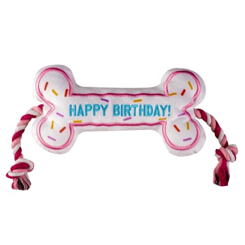 Geburtstag Knochen Interaktives Hundespielzeug - Interaktives Zerrseil Haustier Spielzeug - Niedliches Einzigartiges Design Party Geburtstagsgeschenk - Kleiner Mittelgroßer Welpe - Langlebiges von Pawty Dog Toys