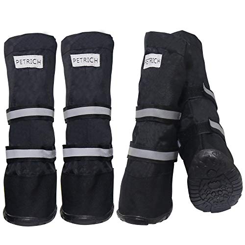 Payanwin Wasserabweisende Hundestiefel mit warmem Futter, rutschfeste Gummisohle für Schnee und Winter, Sohle, Haustierpfotenschutz (4 Stück) (XL, Schwarz) von Payanwin