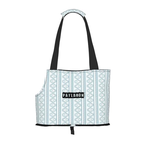 Paylamon Kompatible tragbare faltbare Umhängetasche für Welpen, Outdoor, tragbare Haustiertasche, Flugreise, Haustier-Tragetasche, blaugrüner Diamantdruck von Paylamon