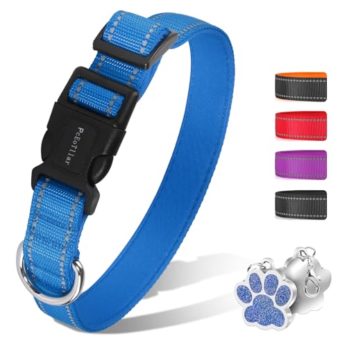 PcEoTllar Hundehalsband für kleine, mittelgroße und große Hunde, reflektierendes Hundehalsband mit weichem Neopren gepolstertem, verstellbarem Nylon-Hundehalsband von PcEoTllar