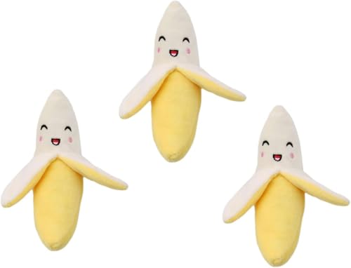3 Stück gelbe Bananenplüsch-Quietschspielzeug für Welpen, Plüsch-Kauspielzeug, Hunde-Quietschspielzeug, Banane 3 Stück gelbe Bananenplüsch-Quietschspielzeug für Welpen, Plüsch-Kauspielzeug, Hunde-Quietschspielzeug, Banane von Pchnfei