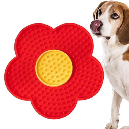 Pcingsia Leckmatte für Katzen - Slow Feeders Matte für gesunde Ernährung - Leckmatte verbessert Butter Lick Pad Erfahrung, interaktives Haustierspielzeug, Blumen-Silikon-Pad für Stressabbau von Pcingsia