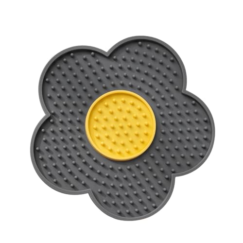 Pcingsia Pet Lick Mat | Slow Feeders Matte für gesunde Ernährung – Leckmatte verbessert Butter-Leckpad Erfahrung, interaktives Haustierspielzeug, Blumen-Silikon-Pad für Stressabbau von Pcingsia