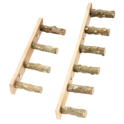 Pcivzxam 2 Stück 4/6 Stufen Holzleiter, Haustier-Kletterspielzeug, Leiter für Hamsterkäfig, Schleifstab, Kletterspielzeug von Pcivzxam