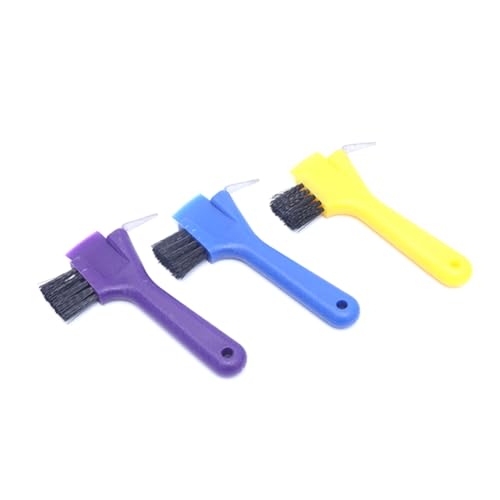 Pcivzxam 3-Teilige Hufeisen-Reinigungsbürste, Pferdebürstenwerkzeug mit, Tragbarer Hufpick, Zufällige Farbe von Pcivzxam