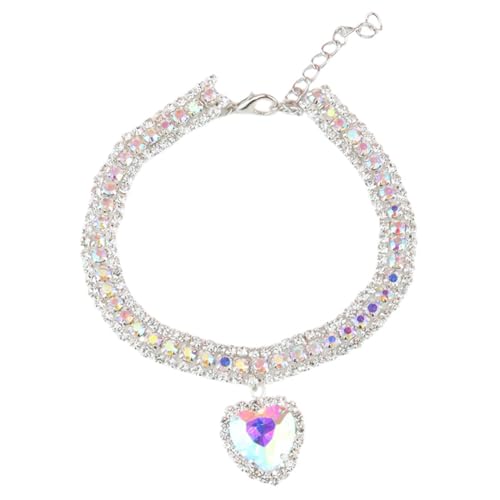 Pcivzxam Hundehalsband mit Glänzendem Strass, Katze, Diamant-Schmuck, Halskette, Haustier-Bling-Prinzessin-Halsband, Welpenbedarf, Ersatzzubehör, D von Pcivzxam