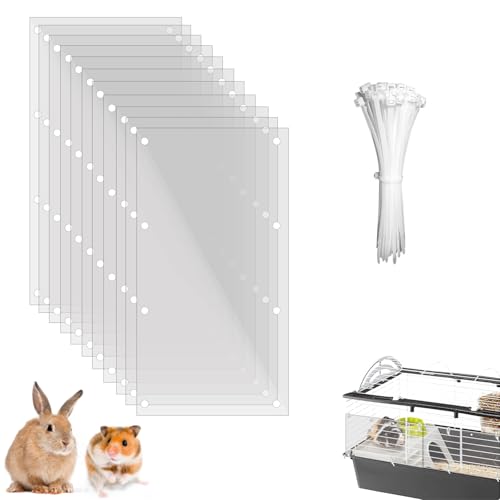 PeSandy Haustierkäfig-Einlage, Haustierkäfig-Schutzeinlagen, 12 STÜCKE Käfig-Urin-Schutz für Kaninchen Meerschweinchen Hamster Igel Chinchilla, Behindern Käfig Seite Streu (Transparent, 30 x 15CM) von PeSandy