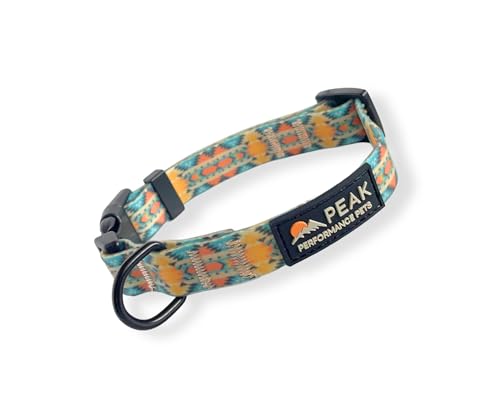 Peak Performance Pets Overlook Wasserdichtes Hundehalsband, groß, Aqua/Orange, Tribal, langlebig, bequem, extra große Welpen und große Hunde, leicht zu reinigen, geruchsdicht, schmutzdicht von Peak Performance Pets