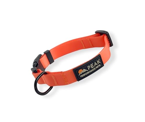 Peak Performance Pets Overlook Wasserdichtes Hundehalsband, groß, Sonnenaufgang, Orange, langlebig, bequem, extra große Welpen und große Hunde, leicht zu reinigen, geruchsdicht, schmutzdicht von Peak Performance Pets