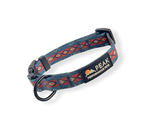 Peak Performance Pets Overlook Wasserdichtes Hundehalsband, groß, marineblau/orange, Tribal, langlebig, bequem, extra große Welpen und große Hunde, leicht zu reinigen, geruchsdicht, schmutzdicht von Peak Performance Pets