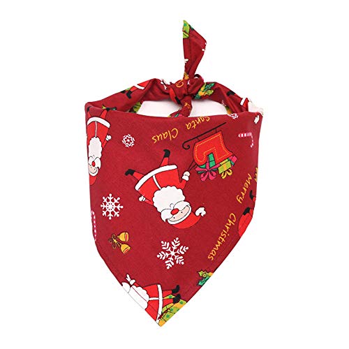 Peakpet Weich Hund Bandanas Weihnachten Gedruckt Halstuch Dreiecktuch waschbare Lätzchen Katze Haustier Baumwolle Schal Kostüm Geschenk 45x45x65cm (Rot-Weihnachtsmann) von Peakpet