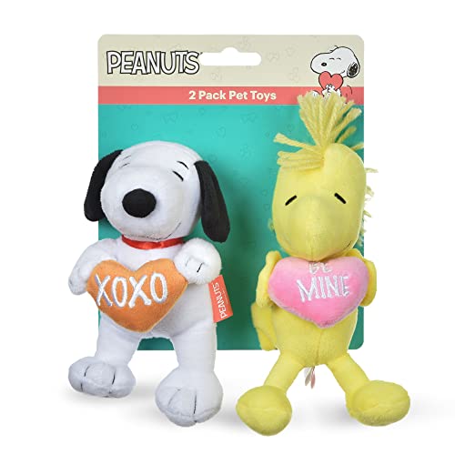 Peanuts for Pets Snoopy Hundespielzeug, 2 Stück, Plüsch-Quietscher, 15,2 cm, Snoopy & Woodstock Love Plüsch-Quietscher, Kollektion Haustierspielzeug, Erdnüss-Spielzeug für Hunde, Snoopy & Woodstock von Peanuts for Pets