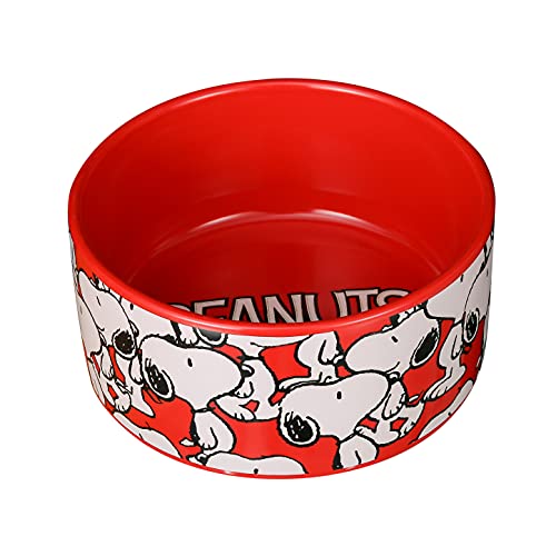 Peanuts for Pets Snoopy Keramik-Hundenapf | roter Keramik-Futternapf mit Erdnüssen für bis zu 3,5 Tassen Hundefutter oder Wasser | spülmaschinenfest im oberen Geschirrkorb von Peanuts for Pets