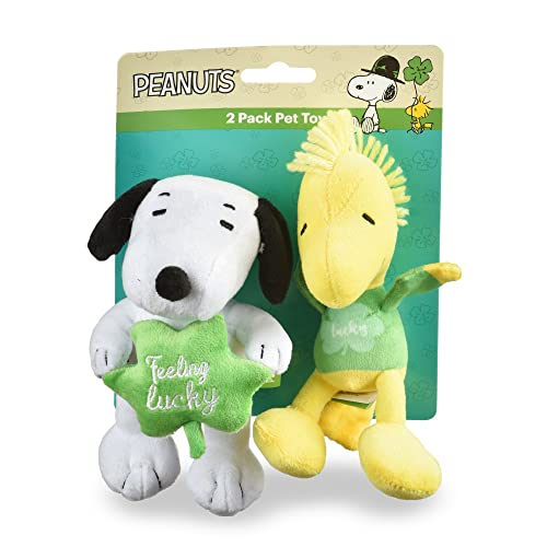 Peanuts: Snoopy & Woodstock Feeling Lucky St Patrick's Day Quietschendes Haustierspielzeug 2 Stück,Peanuts Hundespielzeug, Snoopy & Woodstock,St. Patrick's Day Hundeschenke,Snoopy Spielzeug für Hunde von Peanuts for Pets