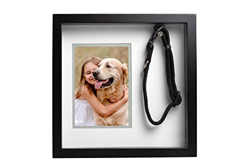 Pearhead Pet Collar Andenken-Bilderrahmen, Gedenkschattenbox, Wandmontage, Trauer-Fotorahmen für Hunde und Katzen, Gedenkgeschenk für Haustierverlust, 11,4 x 16,5 cm Fotoeinsatz, Schwarz von Pearhead