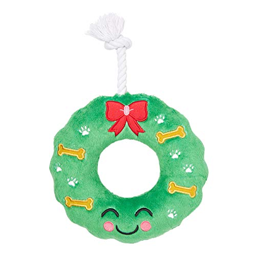 Pearhead Holiday Christmas Wreath Dog Toy, Stocking Stuffer Gift for Your Dog, Dog Lover, Plush and Rope Dog Toy von Pearhead