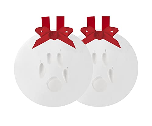 Pearhead Holiday Pawprints 2er-Pack Kreis-Ornament, DIY No Mess Pet Paw Print Andenken-Set, Hund oder Katze für Haustiereltern, Pfotenabdruck Ornament für die Feiertage von Pearhead