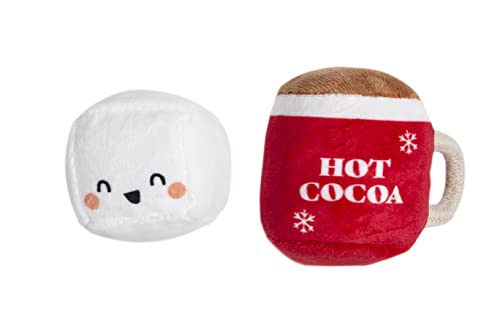 Pearhead Hot Cocoa Weihnachtsspielzeug für Katzen, unverzichtbares Zubehör für den Urlaub, Rassel aus Plüsch und Knitterspielzeug für Katzen, 2 Stück von Pearhead