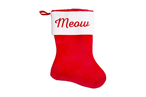 Pearhead Meow Katzen-Weihnachtsstrumpf im klassischen Stil, Rot und Weiß von Pearhead