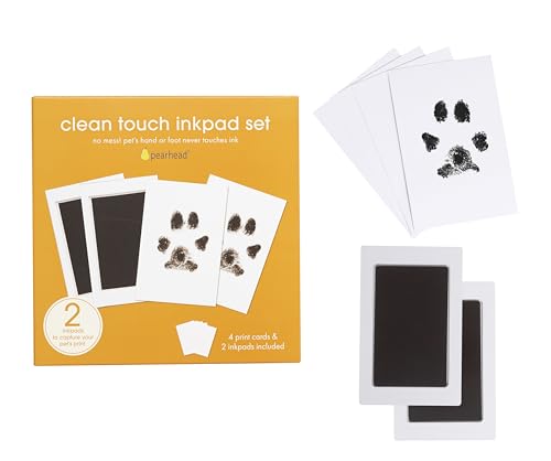 Pearhead Paw Print Clean-Touch Stempelkissen, schmutzfrei, tintenlos, Haustier-Abdruck-Set, sicher für Katzen und Hunde, Pfotenabdruck-Andenken, 2 Stück von Pearhead