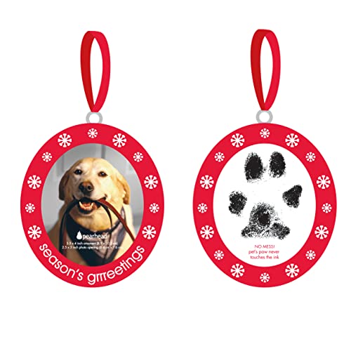 Pearhead Season's Grrreetings Pawprints Double-Sided Holiday Photo Ornament, Pet Photo and Paw Print Christmas Onament, with Clean-Touch Ink Pad von Pearhead