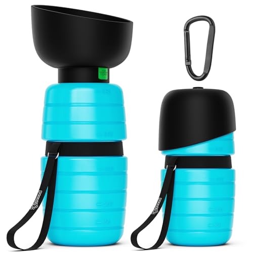 Pecute Trinkflasche Hunde für Unterwegs, Hundetrinkflasche Silikon Wasserflasche Hund mit Faltbarer Wasserschale, Hunde Trinkflasche to Go, Haustier Trinknapf Tragbare XL 850 ml von pecute