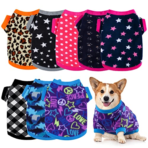 Pedgot 8 Stück Hundepullover Welpen Kleidung Weiche Hunde Outfits Winter Haustier Fleece Pullover Warme Haustier Shirt mit Lovely Design für Hunde und Katzen, Gemischte Stile, Klein von Pedgot