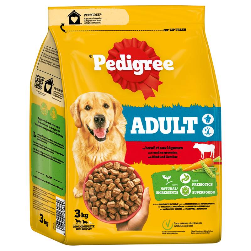 1,4 kg / 3 kg / 7 kg / 12 kg Pedigree zum Sonderpreis! - Adult mit Rind & Gemüse 3 kg von Pedigree