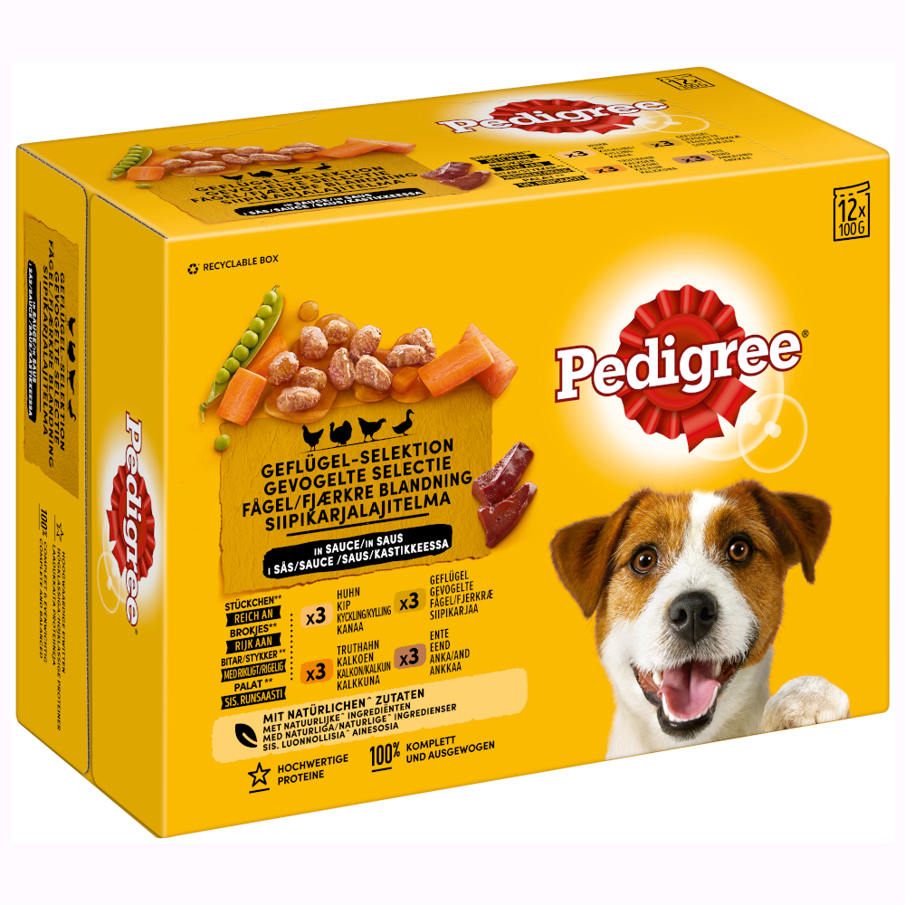 10 + 2 gratis! 12 x 100 g Pedigree Frischebeutel Multipack - Geflügel in Soße von Pedigree