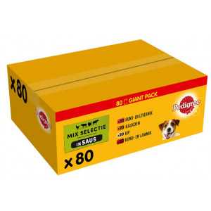 Pedigree Adult in Sauce Multipack Nassfutter Hund Beutel (100 g) 2 Packungen (160 x 100 g) von Pedigree