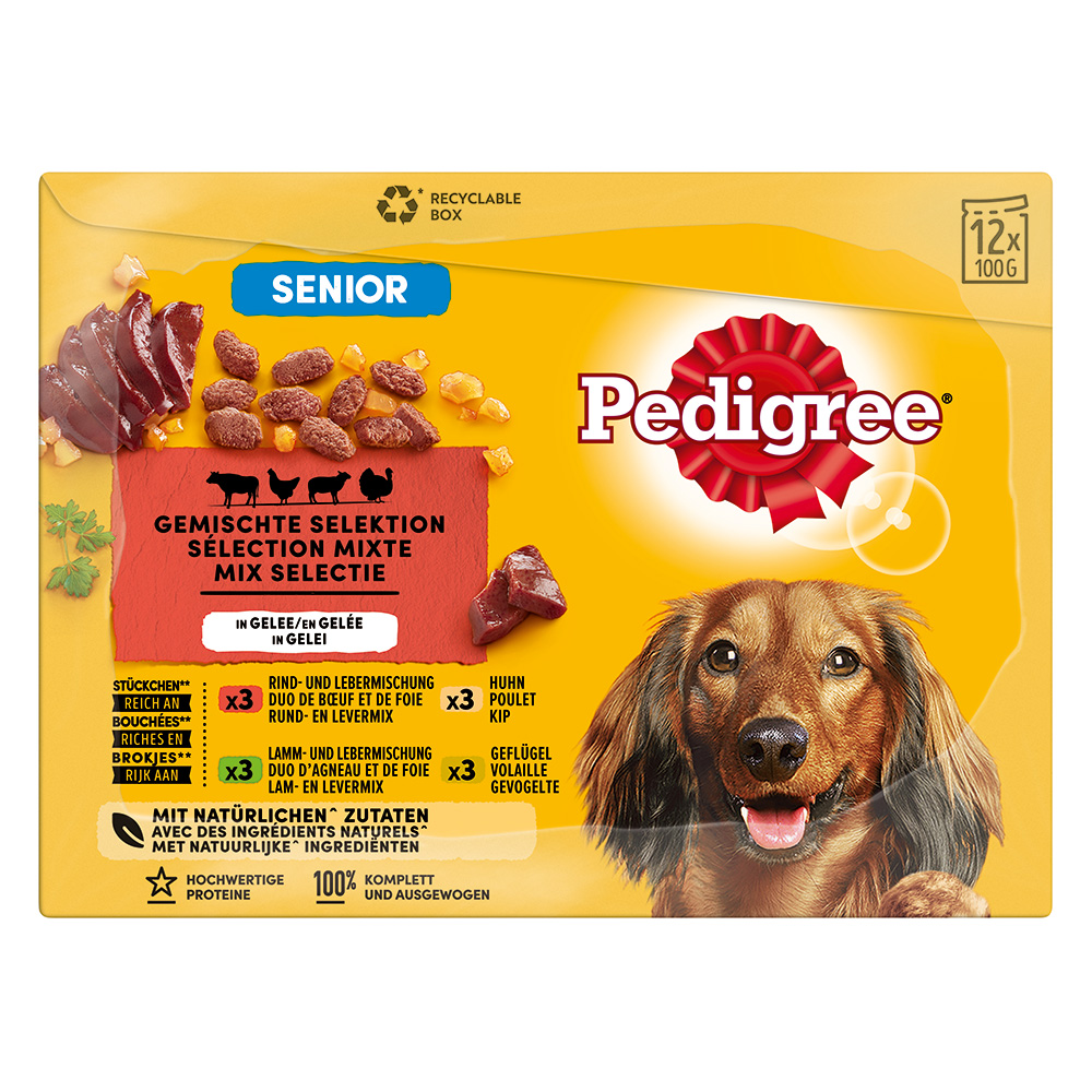 Pedigree Senior Frischebeutel Multipack Nassfutter für Hunde - 12 x 100 g von Pedigree