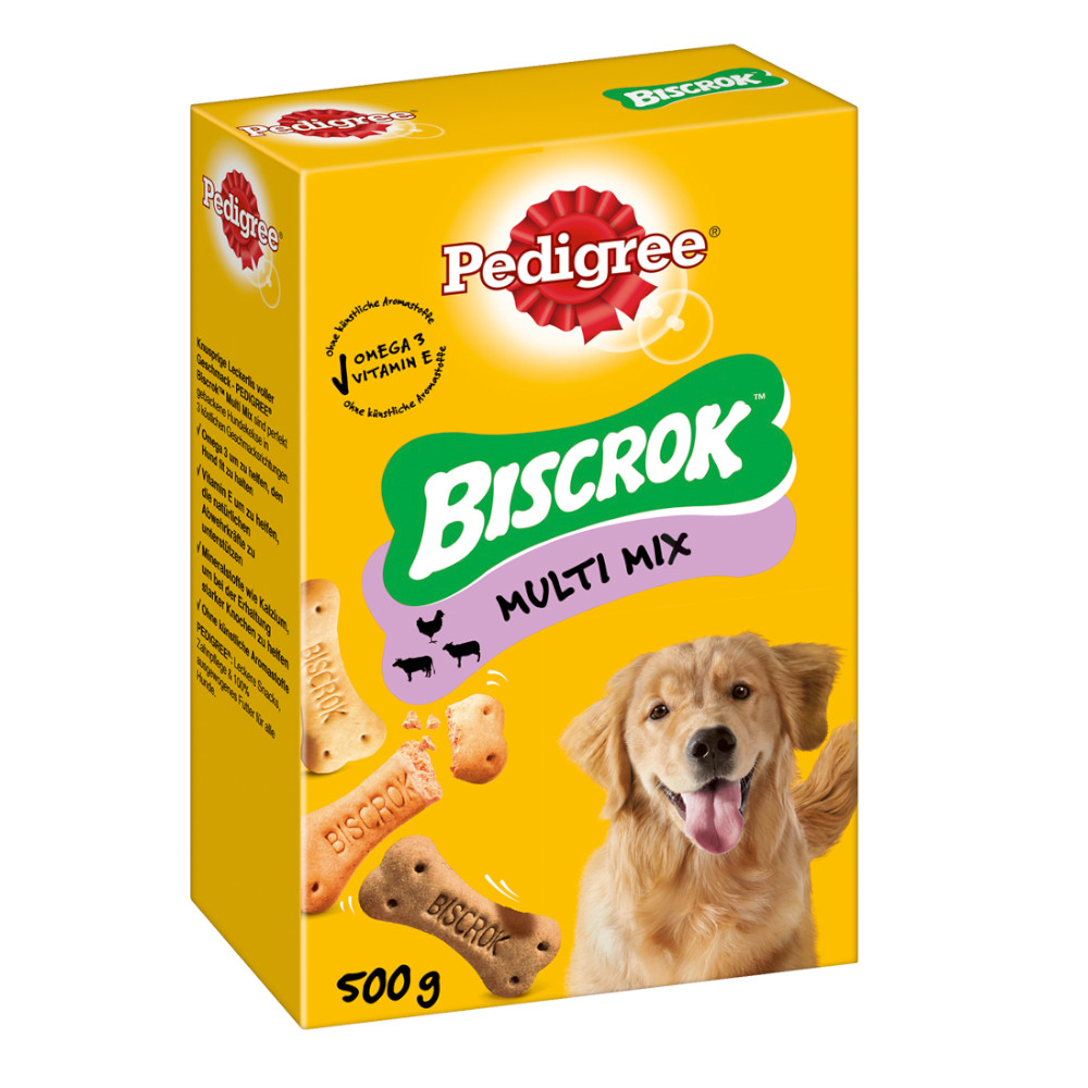 Pedigree Snacks für Hunde zum Sonderpreis! - Biscrok in 3 köstlichen Geschmacksrichtungen 500 g von Pedigree