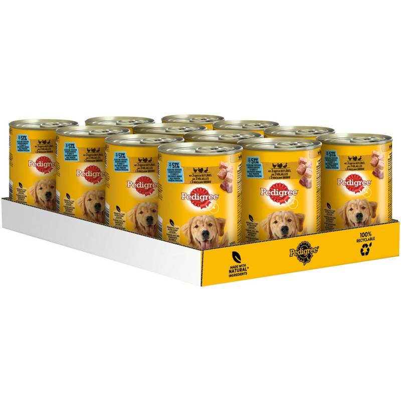 Pedigree mit 3 Sorten Geflügel in Pastete 12x400g von Pedigree