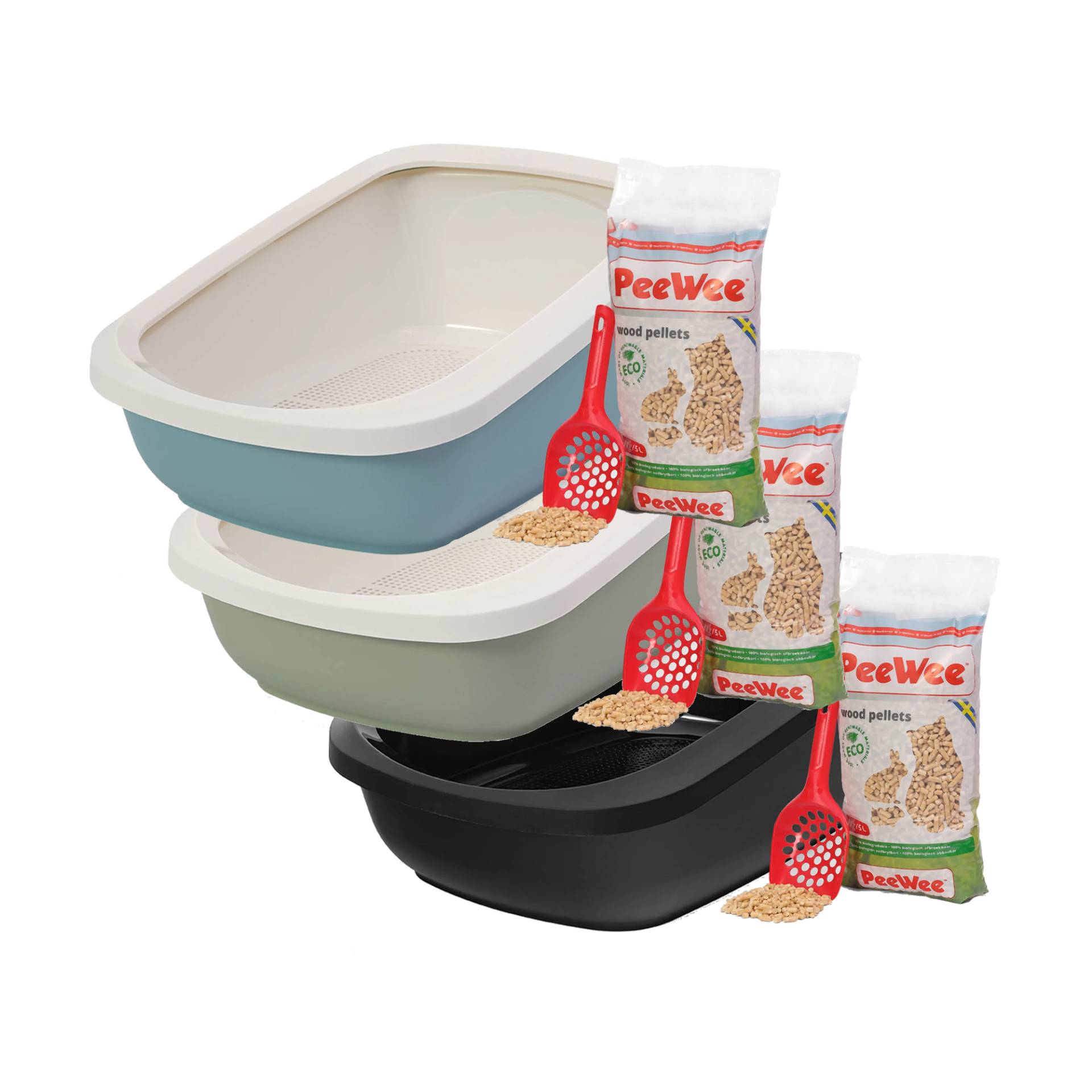 PeeWee EcoGranda Katzenklo Starter-Paket - Salbeigrün/Creme PeeWee EcoGranda Katzenklo Starter-Paket - Salbeigrün/Creme von PeeWee