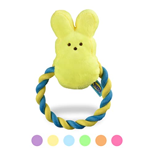 Peeps Hundespielzeug mit Hase, Seil, 15,2 cm, verschiedene Farben, Peeps Bunny Seilspielzeug für Hunde, Osterkörbe mit Quietscher für Hunde, Plüsch- und Seilhasenspielzeug von Peeps for Pets