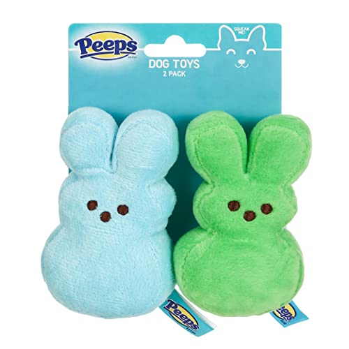 Peeps for Pets Grün & Blau Peeps Plüsch Dress Up Bunny Quietschendes Hundespielzeug, 10,2 cm | Kleines Hundespielzeug-Set von Peeps Marshmallow Candies Marke | Plüsch Hundespielzeug, Peeps Stofftier Hase Hundespielzeug von Peeps for Pets