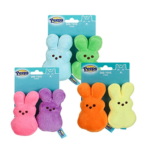 Peeps for Pets Peeps, Mini-Hundespielzeug aus Plüsch, Hase, 10,2 cm, klein, Stoff-Plüsch-Hundespielzeug mit Quietscher, 2 Stück von Peeps for Pets