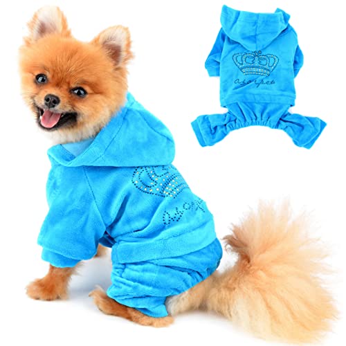 Pegasus SELMAI Kapuzenpullis für Hunde Sport Outfits Kostüme für Kleine Hunde Bekleidung Weicher Samt Winterjacken Wintermäntel für Haustier Welpen Chihuahua Gehen Ausbildung Draussen Blau L von SELMAI