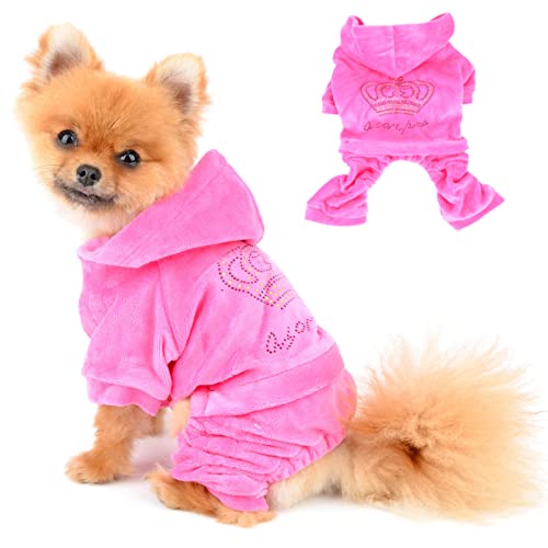 Pegasus SELMAI Kapuzenpullis für Hunde Sport Outfits Kostüme für Kleine Hunde Bekleidung Weicher Samt Winterjacken Wintermäntel für Haustier Welpen Chihuahua Gehen Ausbildung Draussen Rosa L von SELMAI