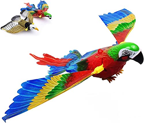 Pelinuar Simulation Fun Bird Interactive Cat Toy, Automatic Hanging Eagle Flying Bird Funny Cat Interactive Toy Supplies for Cats Kitten Play Chase Exercise (Parrot) von Pelinuar